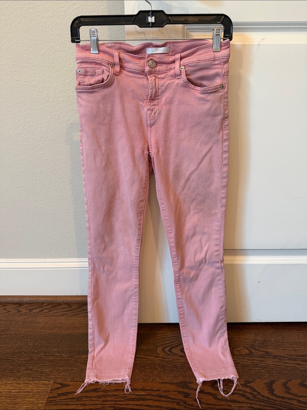 7 For All Mankind Pink Cropped Skinny Jeans